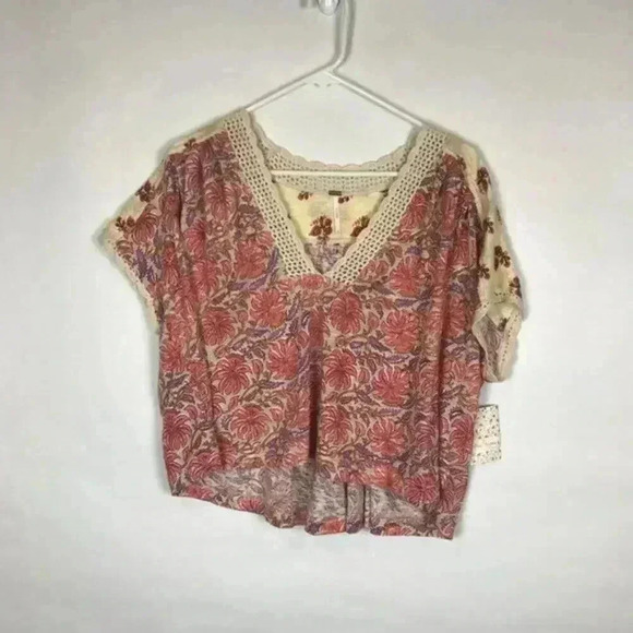 Free People Leilani Boho Crop Tee Medium - Picture 4 of 8